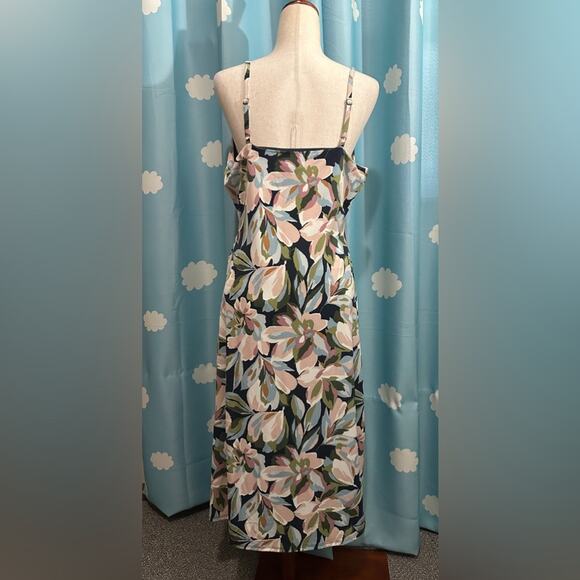 Joie Floral Midi Dress - Black, Pink, Green - Picture 5 of 7